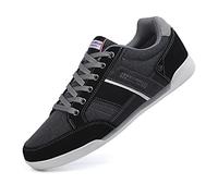Mens Trainers Casual Shoes Fashion Leather Canvas Sneakers Lace Up Black 9