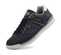 Mens Trainers Casual Shoes Fashion Leather Canvas Sneakers Lace Up Blue 9.5