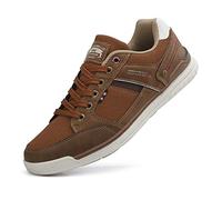 Mens Trainers Casual Shoes Fashion Leather Canvas Sneakers Lace Up Brown 7
