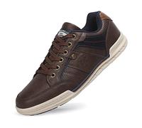 Mens Trainers Casual Shoes Fashion Leather Canvas Sneakers Lace Up Brown 8
