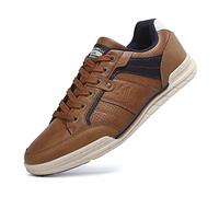 Mens Trainers Casual Shoes Fashion Leather Canvas Sneakers Lace Up Brown 8