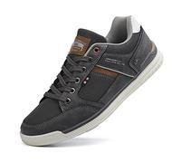 Mens Trainers Casual Shoes Fashion Leather Canvas Sneakers Lace Up Grey 10.5