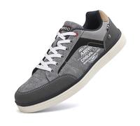 Mens Trainers Casual Shoes Fashion Leather Canvas Sneakers Lace Up Grey 11