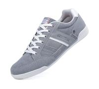 Mens Trainers Casual Shoes Fashion Leather Canvas Sneakers Lace Up Grey 8