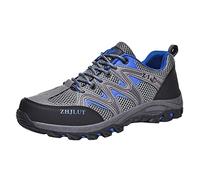 Mens Trainers Cushioned, Trainers Mens Slip Ons, Outdoor Hiking Water Tracing Shoe Breathable Mesh Sneakers Lace Up Wedge Sneakers Slip On Sneaker with Anti Slip Soles Lightweight Walking Shoe Grey