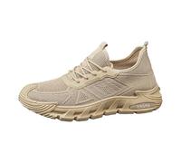 Men's Trainers for Sport Business Rib Runner Sportschuhe Breathable Lightweight Trainer Arch Support Road Running Athletic Comfortable Sneakers Low Top Walking Shoes Driving Yoga Khaki