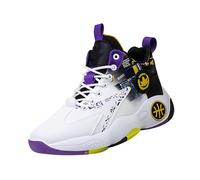 Men's Trainers High-Top Thick Bottom Sneakers Breathable Anti-Slip Basketball Shoes Trendy Sports Trainers Wide Fitting Sneakers Unisex Comfortable Running Training Shoe Non-Slip Fluorescent Upper
