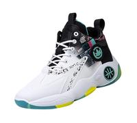 Men's Trainers High-Top Thick Bottom Sneakers Breathable Anti-Slip Basketball Shoes Trendy Sports Trainers Wide Fitting Sneakers Unisex Comfortable Running Training Shoe Non-Slip Fluorescent Upper