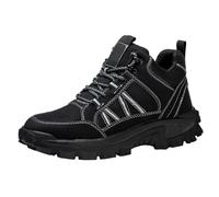 Mens Trainers Knit Mesh Wide Fit Sneakers Platform Slip on rekking Boots Arch Support Hiking Boots Orthopedic Running Shoes Footwear High Top Trainers Backpacking Boots (Black-e, 7)