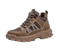 Mens Trainers Knit Mesh Wide Fit Sneakers Platform Slip on rekking Boots Arch Support Hiking Boots Orthopedic Running Shoes Footwear High Top Trainers Backpacking Boots (Brown-e, 10)