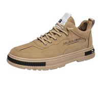 Mens Trainers Lace up Orthopedic Sneakers Slip on Wide Fit Arch Support Walking Shoes Men Casual High Top Flat Platform Hiking Sneaker Trekking Boots Outdoor Athletic Footwear (Khaki, 5.5)