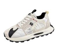Mens Trainers Lightweight Thick Sole Patchwork Casual Sneakers Trendy and Versatile Sporty Street Shoes Mesh Breathable Flat Soft Sole Walking Shoes Cute Color Block Casual Trainer Footwear