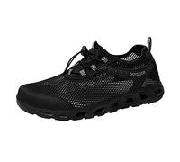 Mens Trainers - Men Sports Shoes Summer Pattern Fashion Hollow Mesh Breathable Comfortable Elastic Bland Lightweight Quick Drying Tracing Shoes (Black, 6.5)