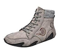Mens Trainers Men's Casual Shoes Korean Version High Top Shoes Round Toe Breathable Daily Dad's Grey