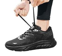 Mens Trainers Mesh Lining Comfortable Basketball Shoes Air Cushion Non-Slip Running Trainers Cushioned Footbed Sturdy Grip Hiking Shoes Gym Fitness Jogging Walking Anti-Smashing Puncture Proof Black