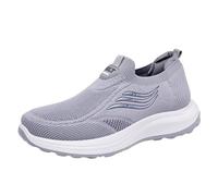 Mens Trainers Mesh Lining Walking Shoes Arch Support Comfortable Slip On Trainers Non-Slip Easy Close Plantar Fasciitis Shoes Lightweight Air Cushion Trainer Spring Summer, Jogging Grey