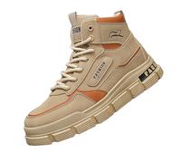 Mens Trainers Non-Slip High Range Walking Shoes Soft Cushioned Footbed Safety Trainers Wide Toe Comfortable Hiking Shoes Mountain Trekking Backpacking Trainer Anti-Smashing Puncture Proof Khaki
