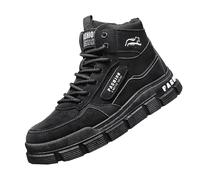 Mens Trainers Non-Slip High Range Walking Shoes Soft Cushioned Footbed Safety Trainers Wide Toe Comfortable Hiking Shoes Mountain Trekking Backpacking Trainer Anti-Smashing Puncture Proof Black