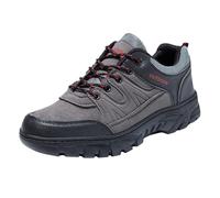 Mens Trainers Non-Slip Steel Toe Cap Trainers Mountain Trekking Hiking Shoes Sturdy Grip Cushioned Footbed Walking Shoes Arch Support Comfortable Athletic Trainer Travelling, Camping Grey