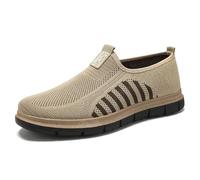 Mens Trainers Running Walking Men's Casual Shoes Soft Sole Comfortable Flying Weave Shoes One Foot Stirrup Dad Breathable Not Stinky Feet Mesh Hundred Men's Khaki