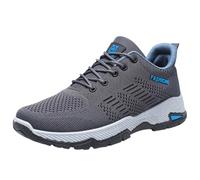 Mens Trainers Running Walking Mesh Easy Slip on Shoes Two Toned Lace up Sports Trainers Sneakers Breathable Mesh Badminton Gym Tennis Sneakers Athletic Shoe dad Gifts Footwear UK 7 Grey