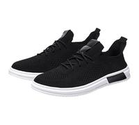 Mens Trainers Running Walking Mesh Slip on Shoes Breathable Mesh Two Toned Lace up Sports Trainers Sneakers Badminton Gym Tennis Sneakers Athletic Shoe dad Gifts Footwear UK 7.5 Black
