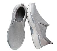 Mens Trainers Shoes Walking Running Gym Slip on Tennis Sneakers for Swollen Feet Men's Mesh Slip-on Lightweight Loafer On Boat(Grey,7)