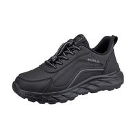 Mens Trainers Soft Cushioned Footbed Walking Shoes Non-Slip Chunky Wide Fit Trainers Mountain Trekking Backpacking Athletic Trainer Mesh Lining Comfortable Steel Toe Shoes Outdoors Black