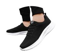Men's Trainers, Sports Shoes, Running Shoes, Sports Shoes for Men, Fashionable Pattern, Colour Block, Simple Mesh, Breathable, Comfortable, Flat Bottom, Lace-Up Shoes, Casual Shoes, White, 10.5 UK