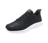 Mens Trainers Tennis, Walking Shoes Mens Light Weight, Faux Leather Sneakers Slip On Sneakers with Anti Slip Soles Lace Up Wedge Sneaker Lightweight Walking Shoe with Arch Support White