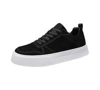 Men's Trainers with Rubber Sole Canvas Braided Shoes Comfortable Fabric Shoes Airy Casual Shoes Elastic Lace-Up Low Shoes Lightweight Low Shoes Comfort Slip Loafers Fashionable Casual Shoes, Z2 Black