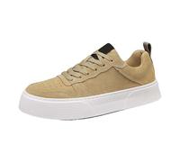 Men's Trainers with Rubber Sole Canvas Braided Shoes Comfortable Fabric Shoes Airy Casual Shoes Elastic Lace-Up Low Shoes Lightweight Low Shoes Comfort Slip Loafers Fashionable Casual Shoes, Z2 Khaki