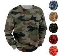 Mens Training Jumper Camouflage Jumper For Men Army Combat Jumpers Retro Camo Printed Jumpers Supersoft Crew Neck Sweaters Long Sleeved Workout Pullover Forest Tracksuit Sweatshirts