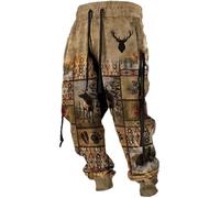 Men's Training Pants Norse Mythology Vikings Jogging Bottoms Elastic Waist Pockets Baggy Hiking Trousers, A Brown, S