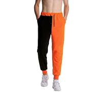 Mens Training Tracksuit Bottoms Fashion Two Color Activewear Trousers Walking Running Jogging Sweatpants Comfortable Elastic Waist Drawstring Pants Lightweight Breathable Hiking Trousers Orange