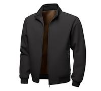 Men's Transition Jacket with Stand-Up Collar, Lightweight Blouson Jacket with Zip, Windbreaker for Spring and Autumn, style_i01 black, 7XL