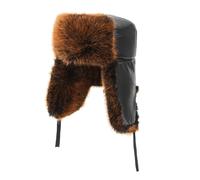 Men's Trapper Hat Thickened Earflaps Windproof Trapper Hat Winter Cozy Fluffy Outdoor Aviator Hat Dark Brown