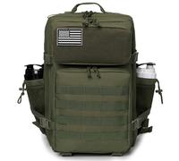 Mens Travel Bag 45L Tactical Backpack Survival Bag Hunting MOLLE Backpack Gym for Men Outdoor Hiking Rucksack Witch Bottle Holder(1.0 ArmyGreen)