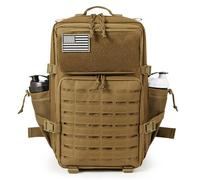 Mens Travel Bag 45L Tactical Backpack Survival Bag Hunting MOLLE Backpack Gym for Men Outdoor Hiking Rucksack Witch Bottle Holder(2.0 Tan)