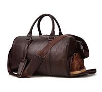 Mens Travel Duffles Men's Travel Bag Vintage Handbag Gym with Shoe Weekender Overnight(Coffee)
