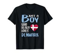 Mens Travel Gift Just A Boy Who Really Loves Denmark T-Shirt