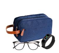 Men's Travel Toiletry Bag - 25 10 15 Cm/9.84 3.94 5.91 Inch, Water Resistant Double Layer Storage Case with Handle | Voyages Grooming Toilettry Bag Organisat, Navy Blue, Se référer au descriptif