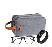 Men's Travel Toiletry Organizer - Double Layer Water Resistant Organizer with Handle Durable Shaving Kit Case | Compact Toiletry for Care Tools, Travel by l, Gray, Please refer to the description
