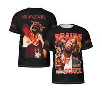 Men's Travis Rapper Music Short Sleeve T-Shirts Stylish Versatile Summer Tees Multi-Sided Printed Shirt Multicoloured L