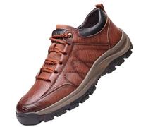 Mens Trekking Hiking Boots Leather Lace-up Non-Slip Mountain Climbing Walking Shoes Arch Support Travelling Sneaker Outdoor Stable & Cushioned Trainers Backpacking Camping (Coffee, 7.5)