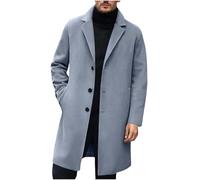 Mens Trench Coat, Long Jackets Men 3/4 Length Coat Windbreaker Men's Winter Pea Coats Jacket Outerwear Mid Length Peacoat Long Sleeve Overcoat Wool Trench Coats Casual Warm Outdoor Tweed Jacket
