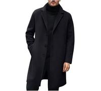 Mens Trench Coat, Long Jackets Men 3/4 Length Coat Windbreaker Men's Winter Pea Coats Jacket Outerwear Mid Length Peacoat Long Sleeve Overcoat Wool Trench Coats Casual Warm Outdoor Tweed Jacket
