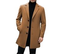 Mens Trench Coat, Long Jackets Men 3/4 Length Coat Windbreaker Men's Winter Pea Coats Jacket Outerwear Mid Length Peacoat Long Sleeve Overcoat Wool Trench Coats Casual Warm Outdoor Tweed Jacket