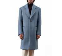 Men's Trench Coat Man Mid Long Jacket Formal Casual Peacoat Fall Winter Warm Overcoat, Sky Blue, 4XL