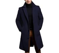 Men's Trench Coat Notch Lapel Double Breasted Long Peacoat Mid Long Winter Classic Overcoat, N6navy bule, M